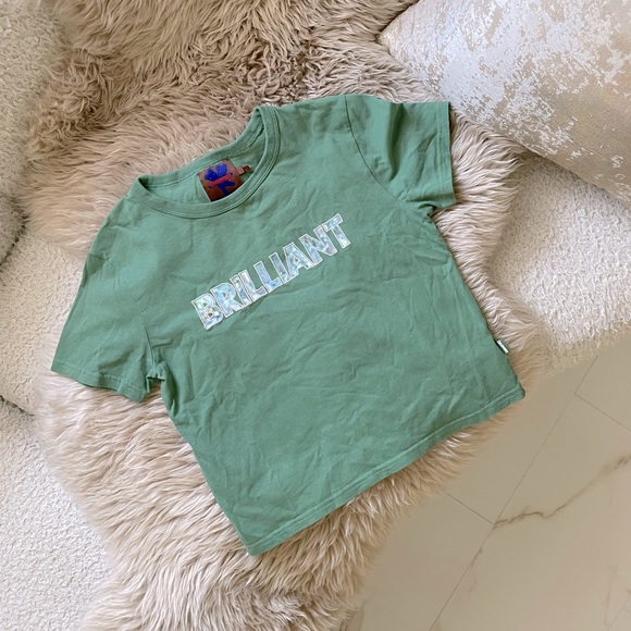 Heaven by Marc Jacobs BRILLIANT embroidered T shirt crop top green M - Picture 2 of 6